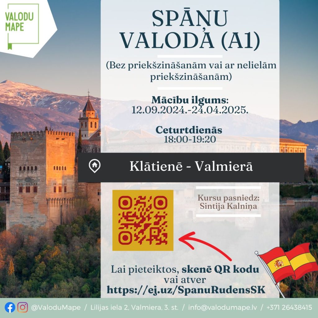 spāņu valodas kursi Valmierā klātienē